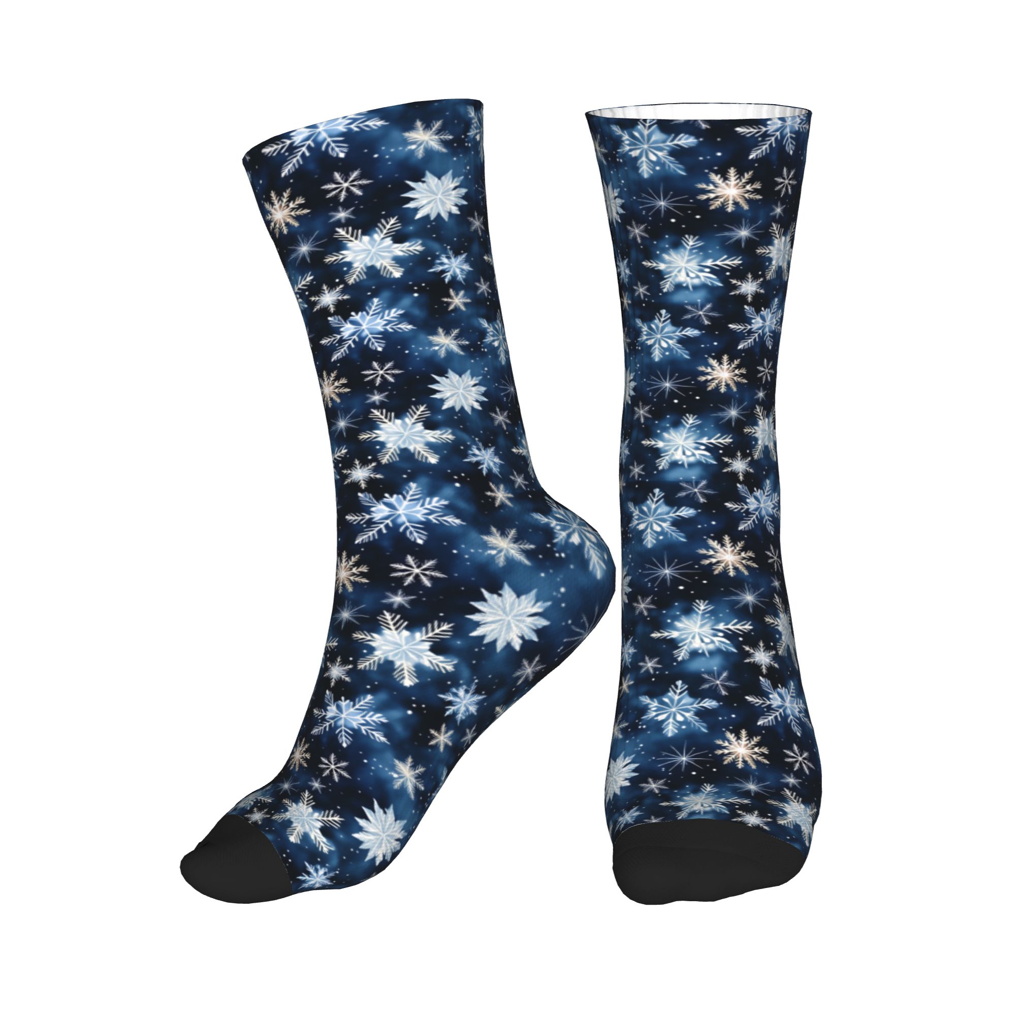 Dress Sock Men - Navy Blue Snowflake Pattern Mens Crew
