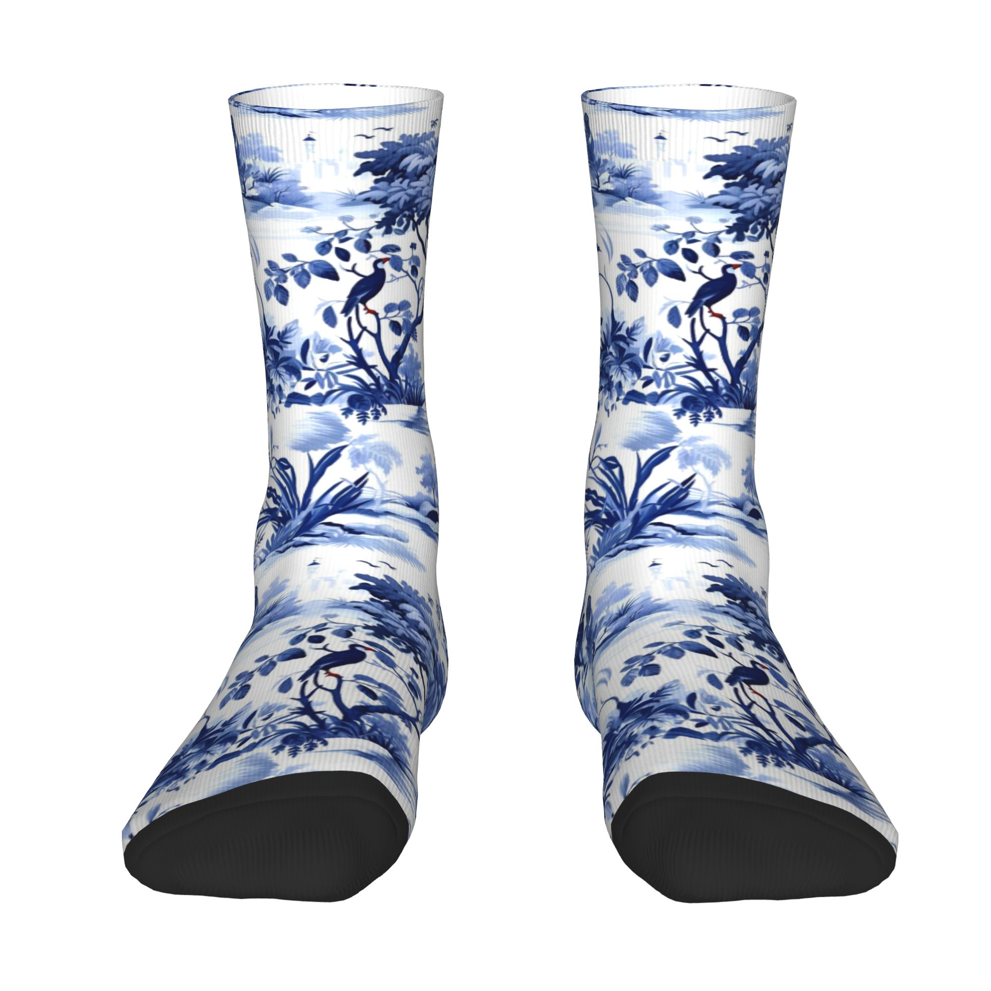 Dress Sock Men - Custom Navy Blue And White Men