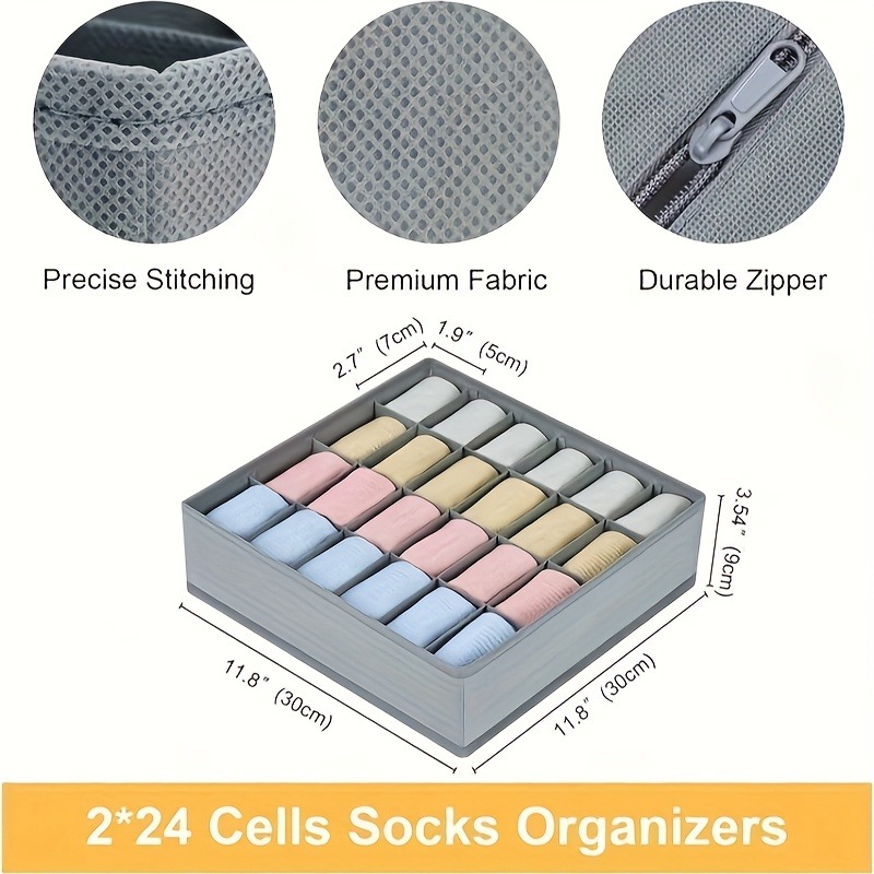 2Pcs 24-Compartment Fabric Soc - огляд і ціна Sock Organizer Tray