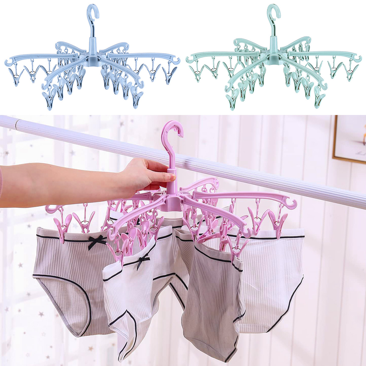 24 Clips Folding Clothes Dryer - огляд і ціна Sock Organizer Tray